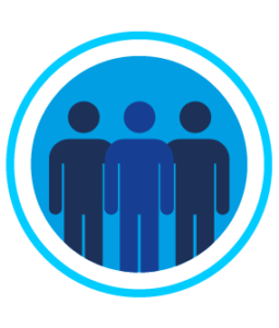 people in a blue circle