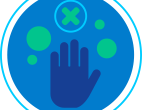 hand in blue circle