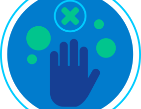 hand in blue circle